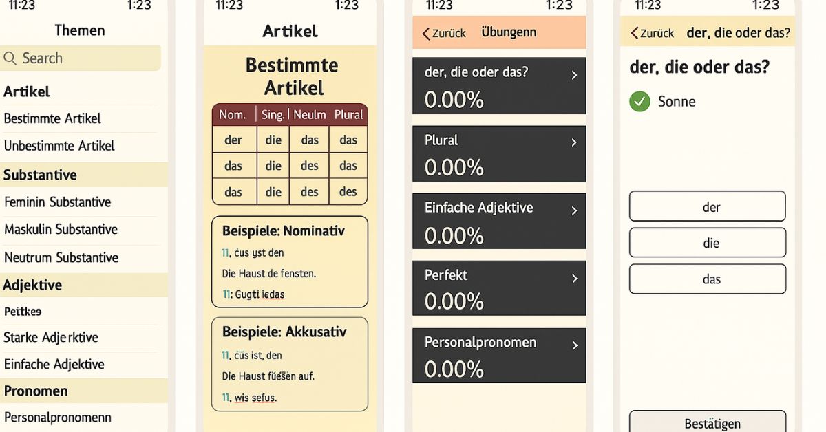 Deutsche Grammatik erlaubt Lernenden, eigene Notizen zu erstellen und im eigenen Tempo zu lernen