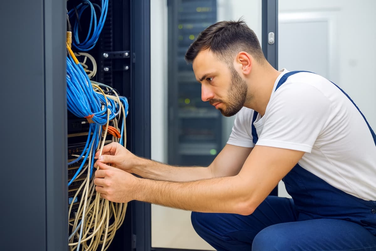 Auszubildende zum Fachinformatiker für Systemintegration verbinden theoretische Schwerpunkte wie Netzwerktechnik und IT-Sicherheit mit praktischen Aufgaben wie Serveraufbau und Fehlerbehebung