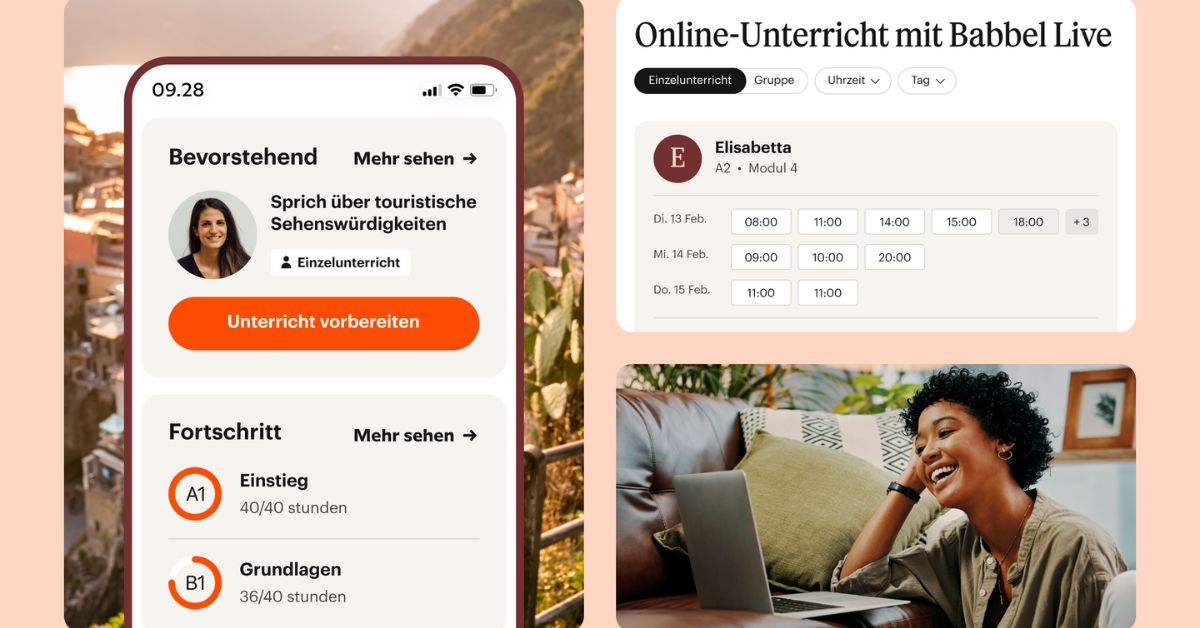 Babbel kombiniert App-Lernen mit „Babbel Live“-Kursen in kleinen Gruppen für interaktiven Unterricht und direktes Feedback