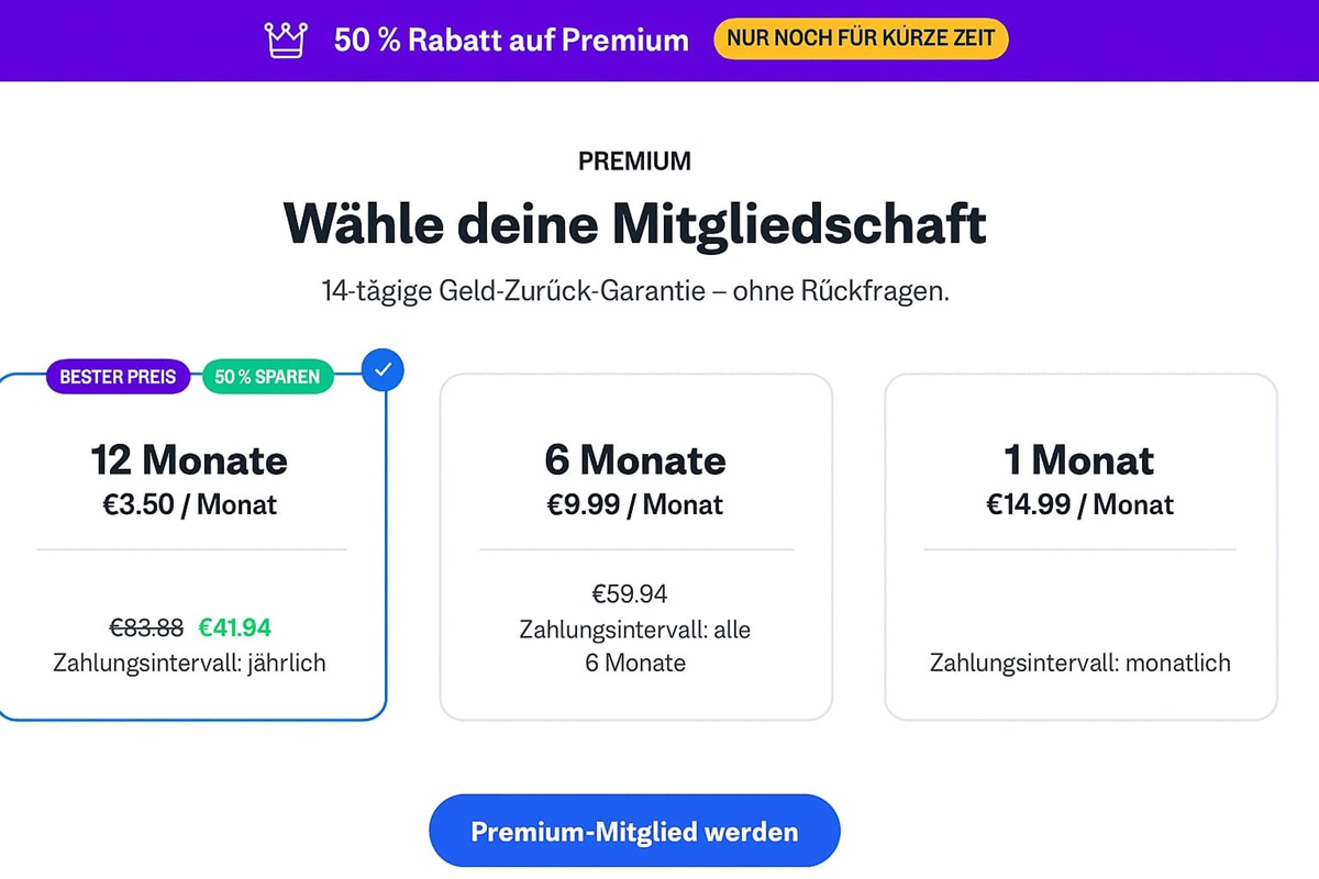 Busuu bietet auch ein kostenloses Programm mit Lernkarten und Zugang zu den ersten fünf Lektionen, während die Vollversion weitere Funktionen freischaltet