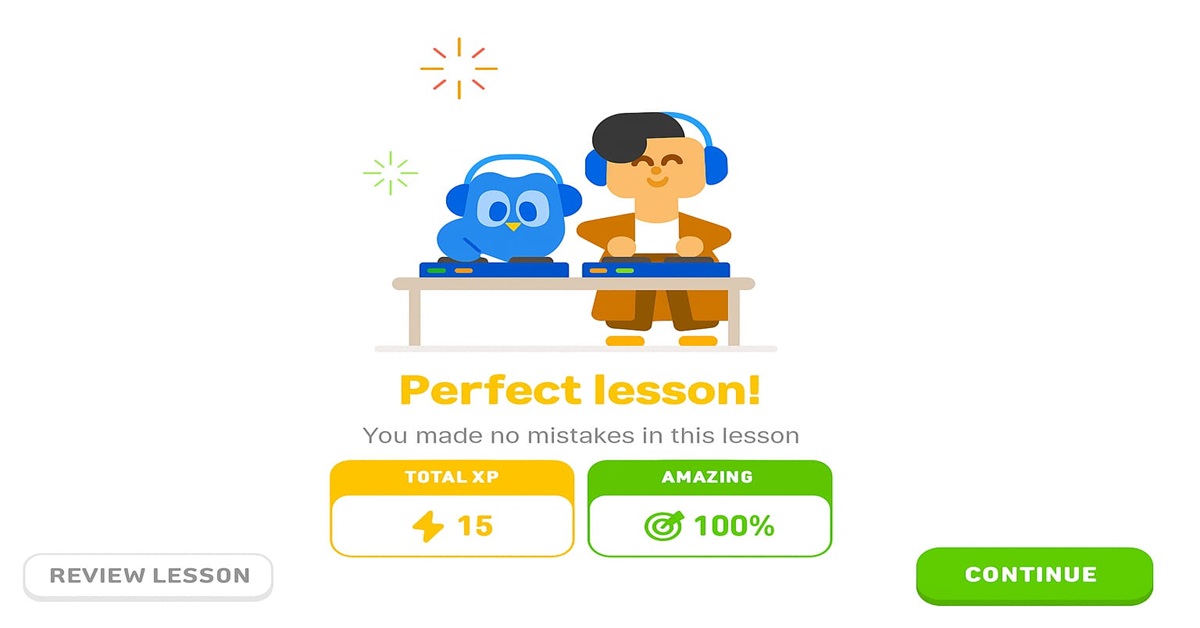 Duolingo zeigt nach jeder Lektion Fortschritte, Punkte und Ranglisten – Lernen wird so spielerisch und motivierend