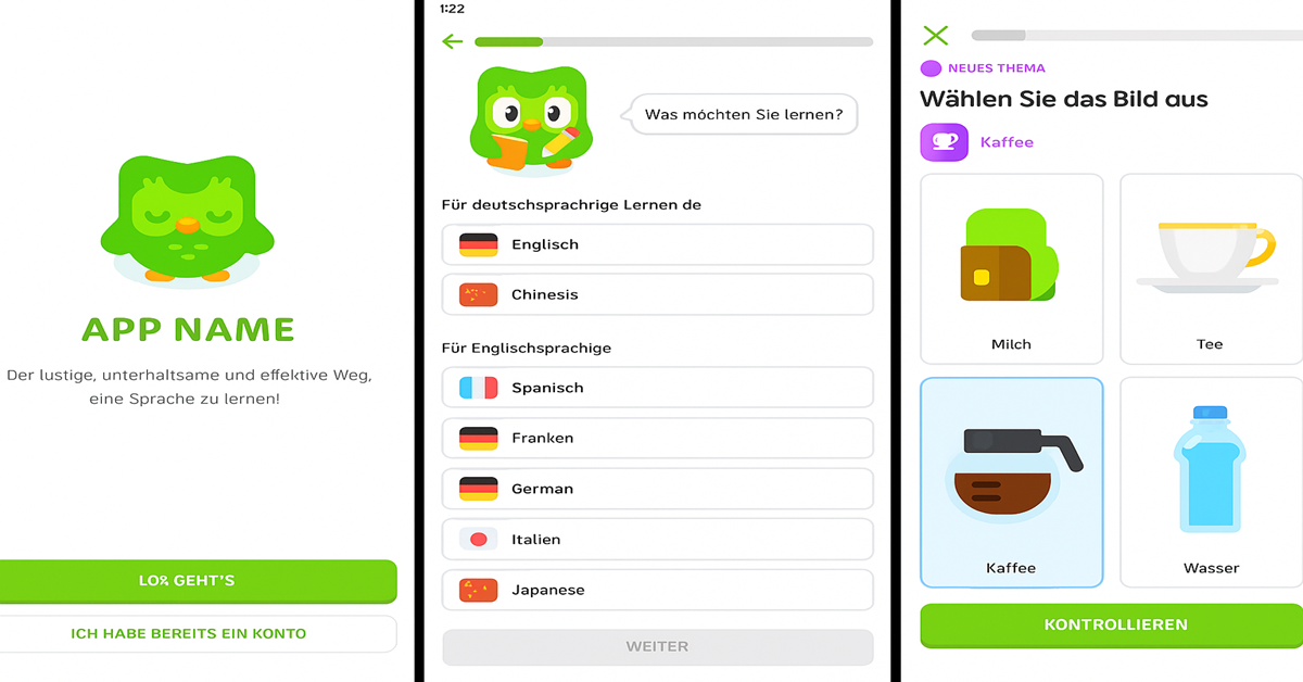 Schneller Einstieg in die Duolingo-Welt: Profil erstellen, Sprachen wählen und direkt mit Duo loslernen