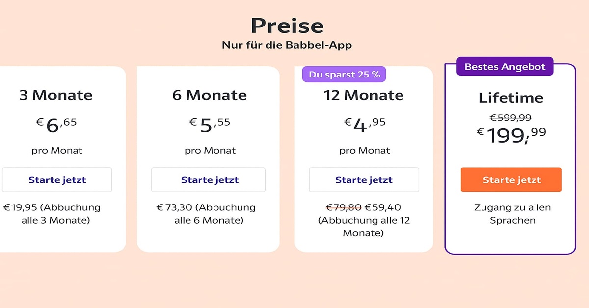Babbel bietet für alle Sprachen eine kostenlose Testversion – ideal, um die Lernmethode und Kursqualität vor dem Abonnement kennenzulernen