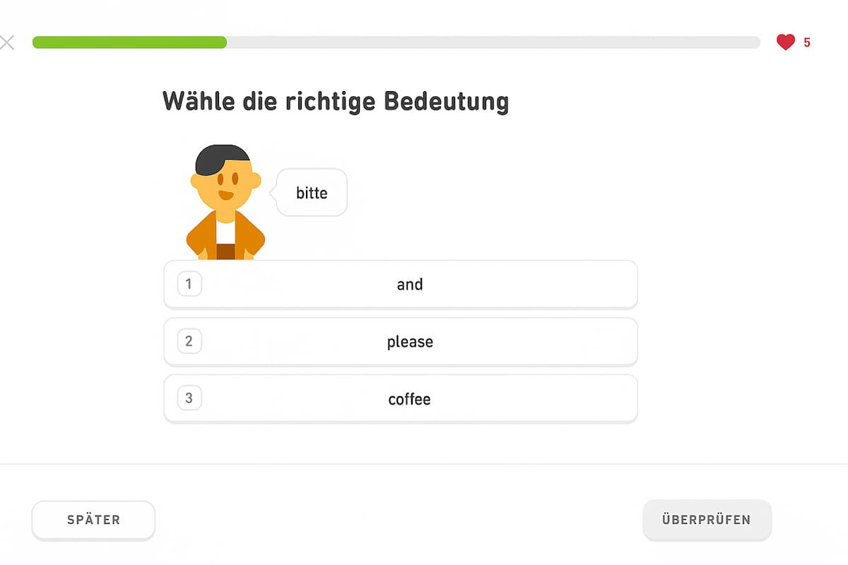 Englisch mit Duolingo unterstützt das thematische Lernen von Wortschatz, verständliche Grammatik-Erklärungen und verbessert das Hörverständnis – ideal zum Aufbau grundlegender Englischkenntnisse