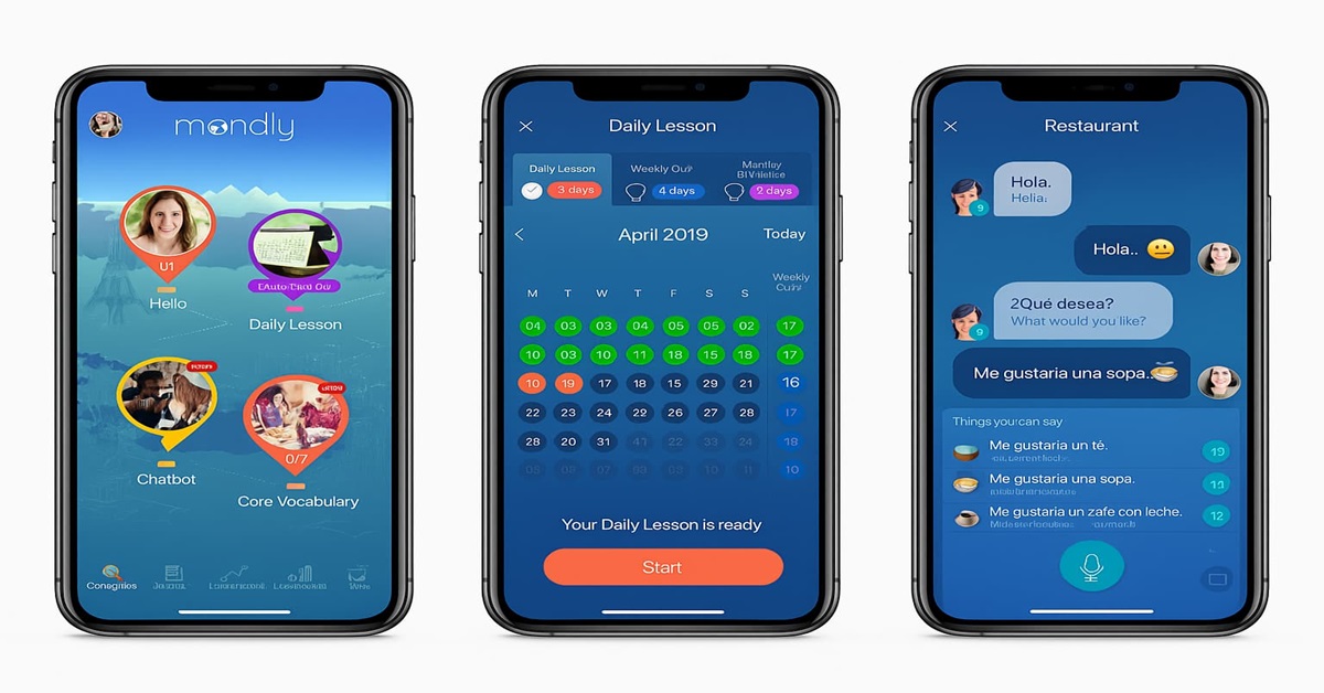 Mondly beeindruckt mit einem klaren, benutzerfreundlichen Design