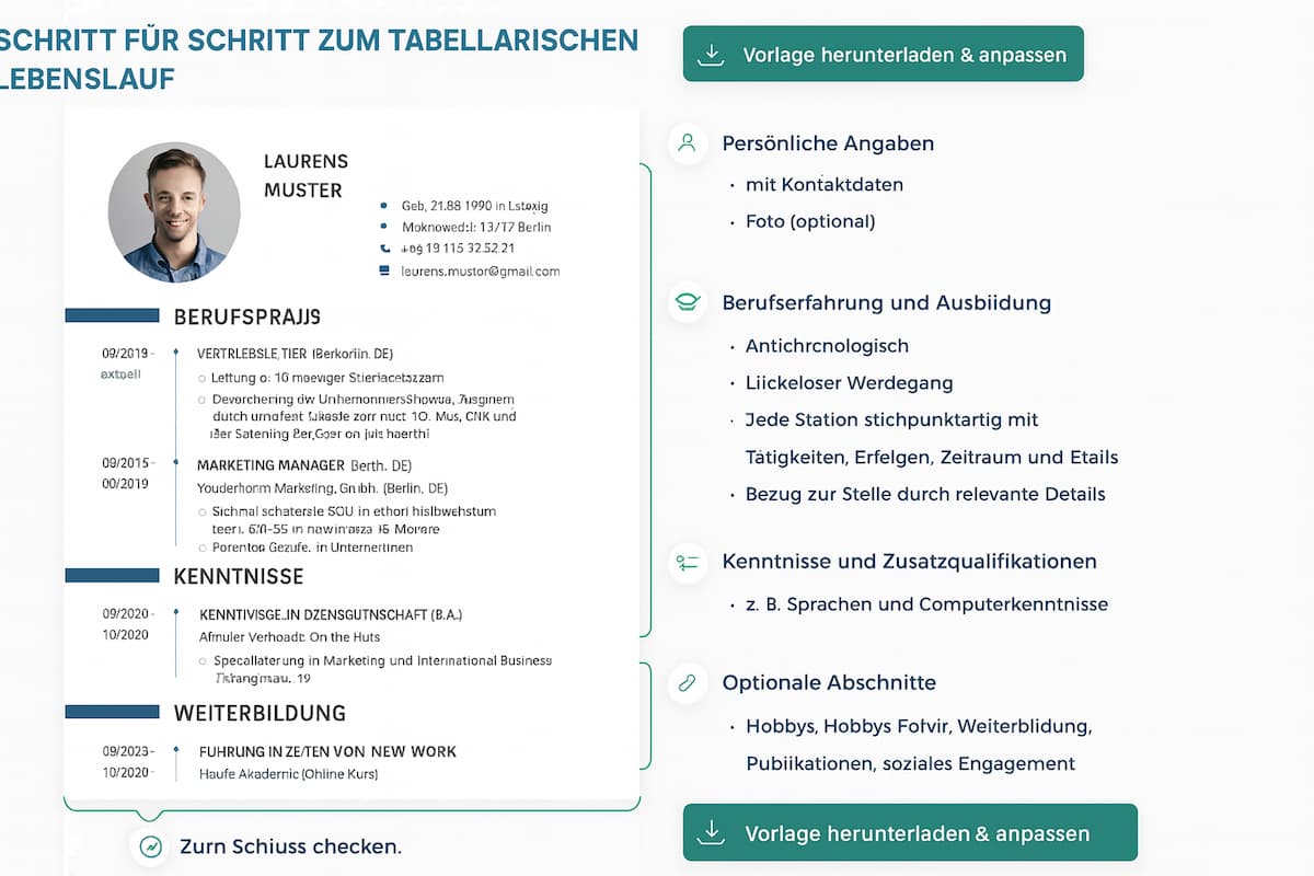 Ein klar strukturierter Lebenslauf wirkt professionell und hinterlässt einen bleibenden Eindruck beim Arbeitgeber