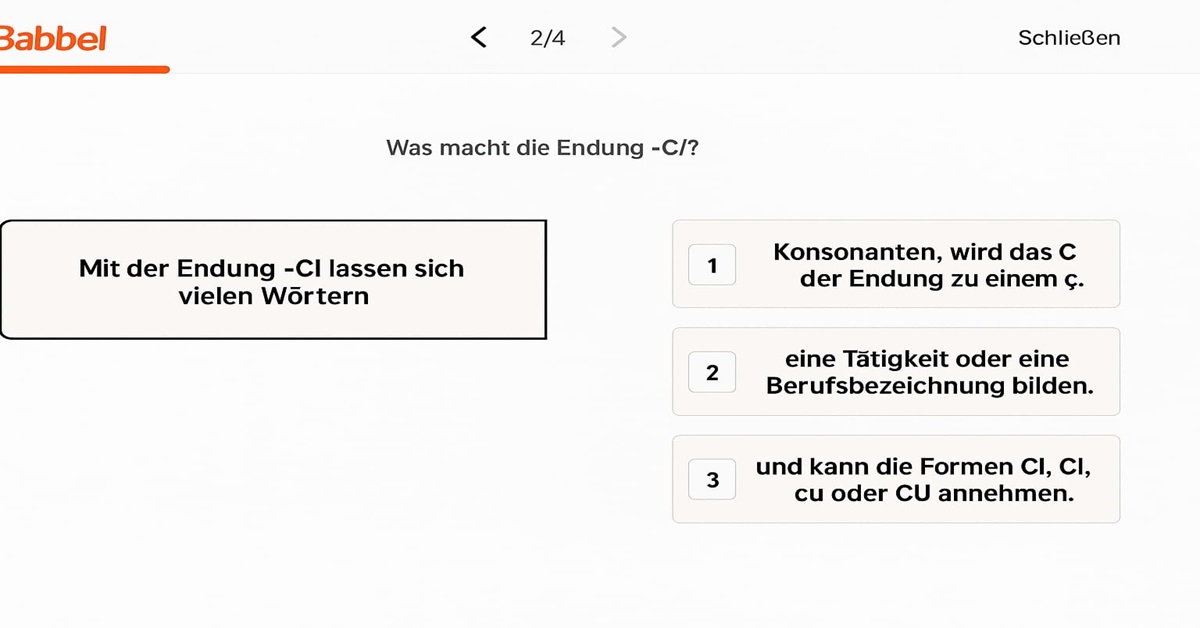 Babbel erklärt die Grammatik ausführlich und bietet Übungen direkt in jeder Lektion an