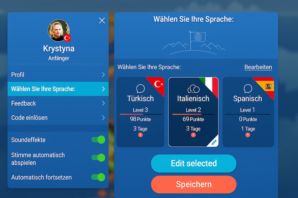 Mit Mondly können Nutzer jede gewünschte Zielsprache lernen, solange eine Muttersprache als Unterrichtssprache gewählt wird